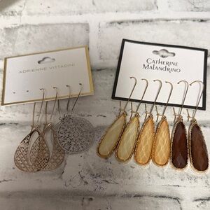 Catherine Malandrino Gold and Cream Teardrop and Adrianne Vittadini Earrings